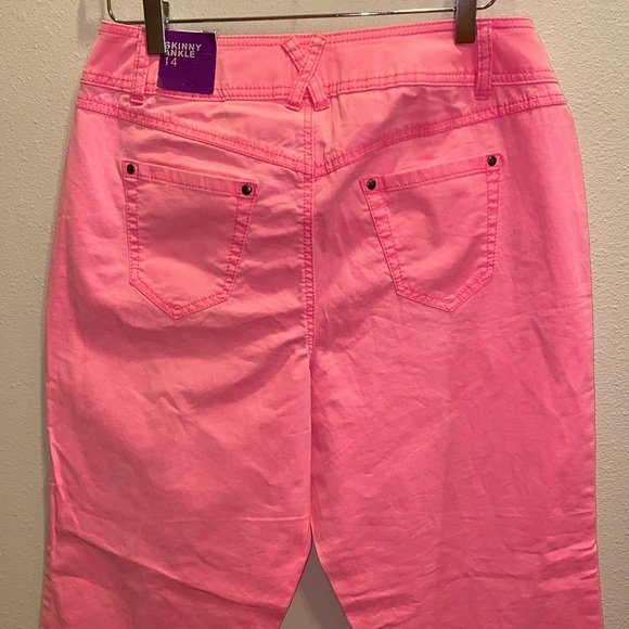 Lane Bryant Sz 14 Neon Pink Skinny Ankle Pants - Picture 2 of 6